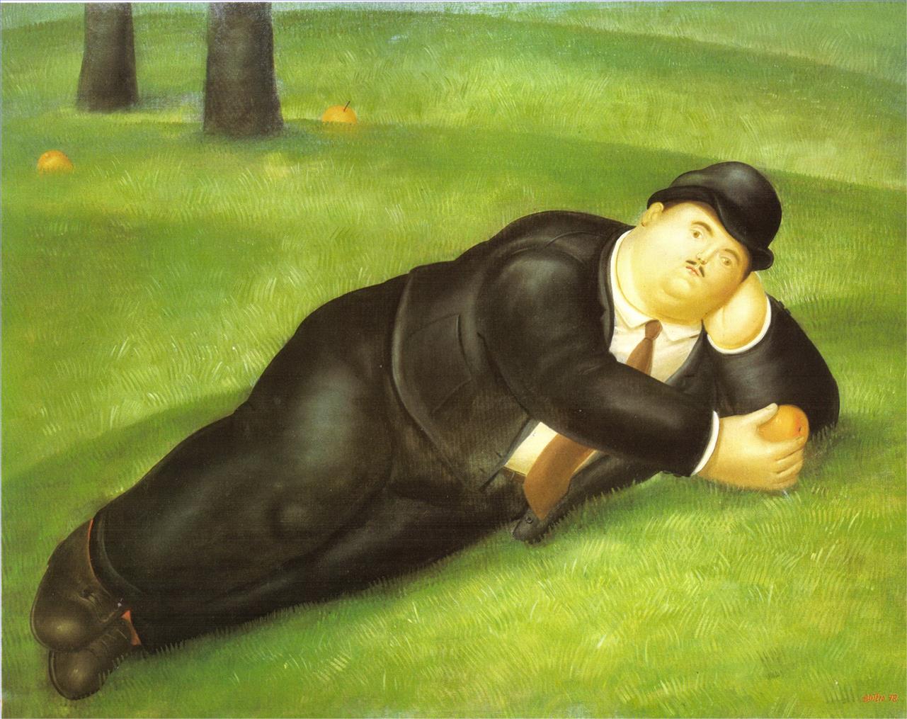 Homme allongé Fernando Botero Peintures à l'huile
